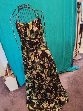 Black Floral Maxi Dress with Tropical Print